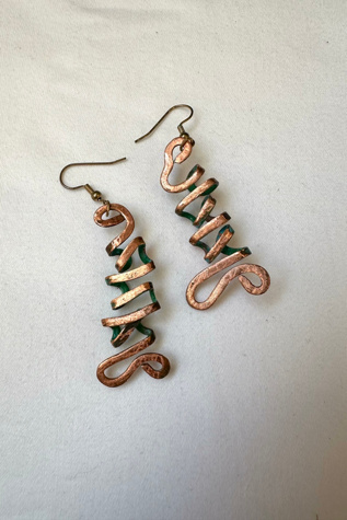 Vintage Brutalist Copper Earrings Selected by Cherry