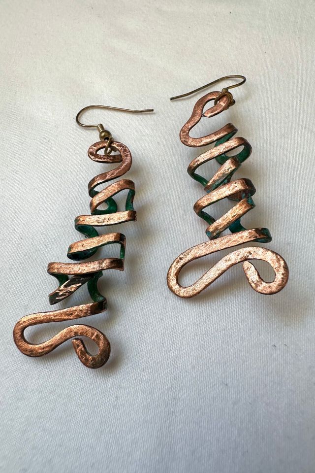 Vintage Brutalist Copper Earrings Selected by Cherry #1