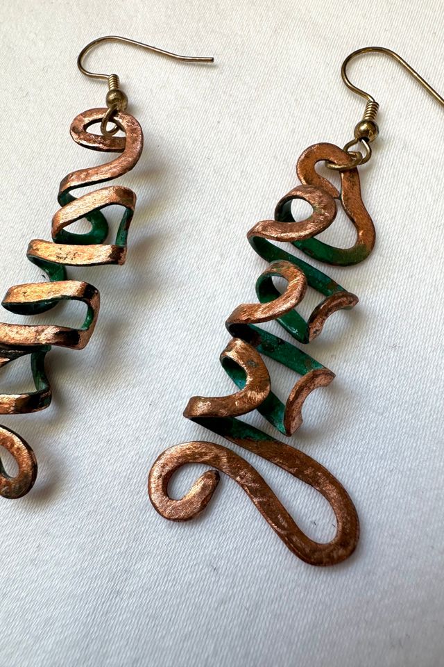 Vintage Brutalist Copper Earrings Selected by Cherry #2