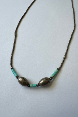 Vintage Sterling Silver and Turquoise Bead Choker Selected by Grievous Angel Vintage
