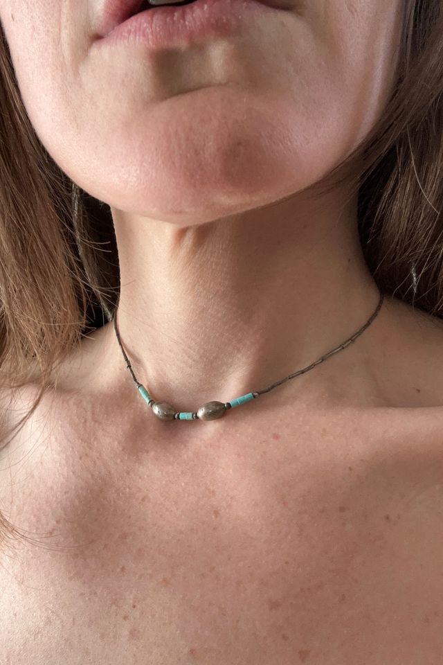 Vintage Sterling Silver and Turquoise Bead Choker Selected by Grievous Angel Vintage #2