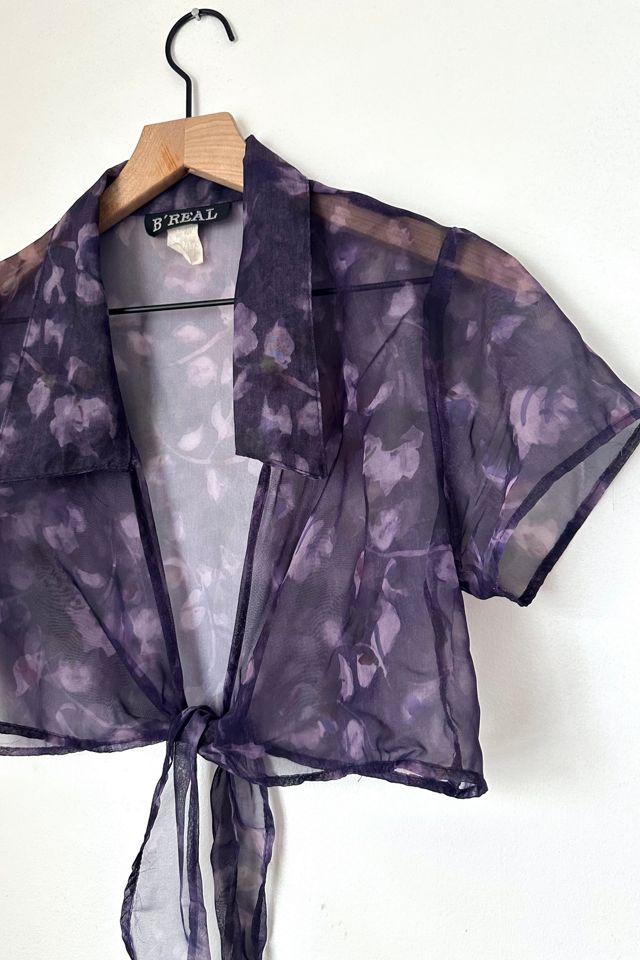 Vintage 1990s Sheer Floral Tie Top Selected by Grievous Angel Vintage #1