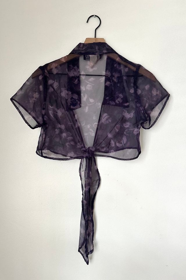 Vintage 1990s Sheer Floral Tie Top Selected by Grievous Angel Vintage #2