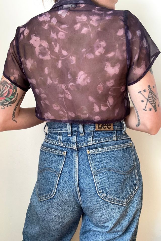 Vintage 1990s Sheer Floral Tie Top Selected by Grievous Angel Vintage #3