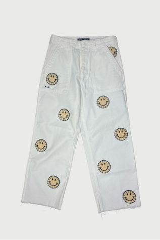 Vintage Smiley Army Pants in Cream Selected by Rank & Sugar