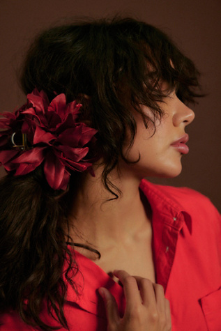 Khloris Floral Claw Clip by Free People in Red