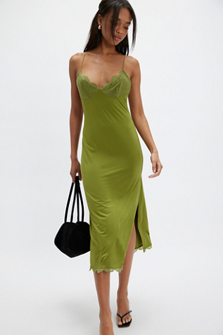 Hit It Off Midi Slip by Intimately at Free People in Green, Size: M
