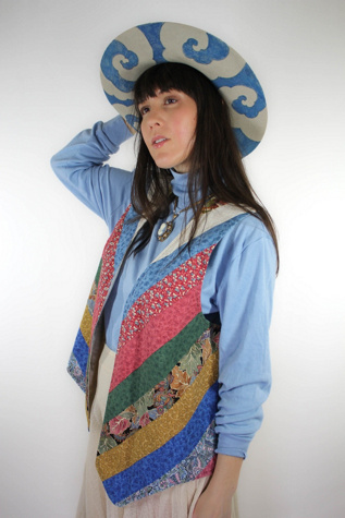Handmade Vintage Striped Patchwork Quilt Vest Selected By Moons + Junes Vintage