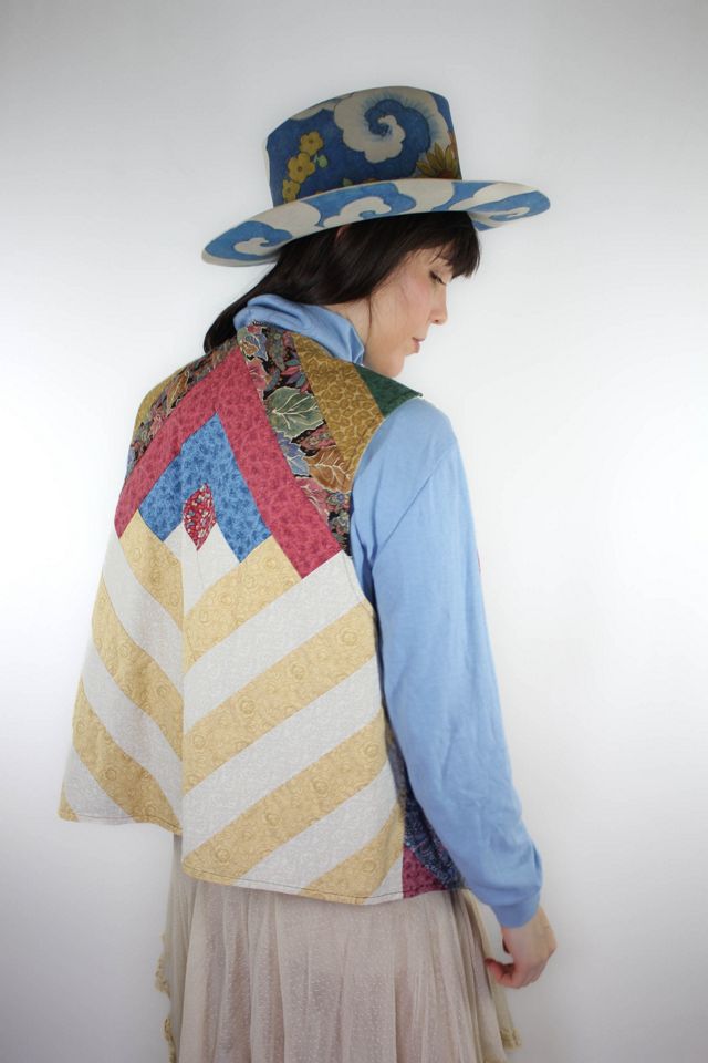 Handmade Vintage Striped Patchwork Quilt Vest Selected By Moons + Junes Vintage #1