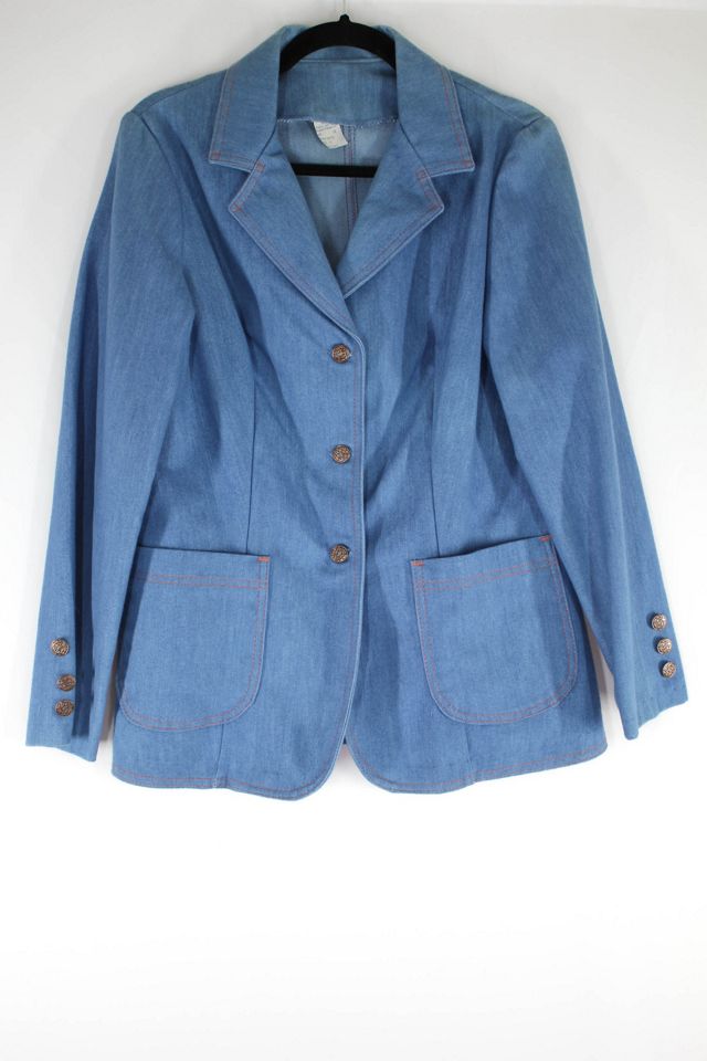Vintage Denim Orange Stitched Blazer Jacket Selected By Moons + Junes Vintage #3