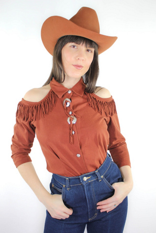 Vintage Western Fringe Cut-Out Top Selected By Moons + Junes Vintage