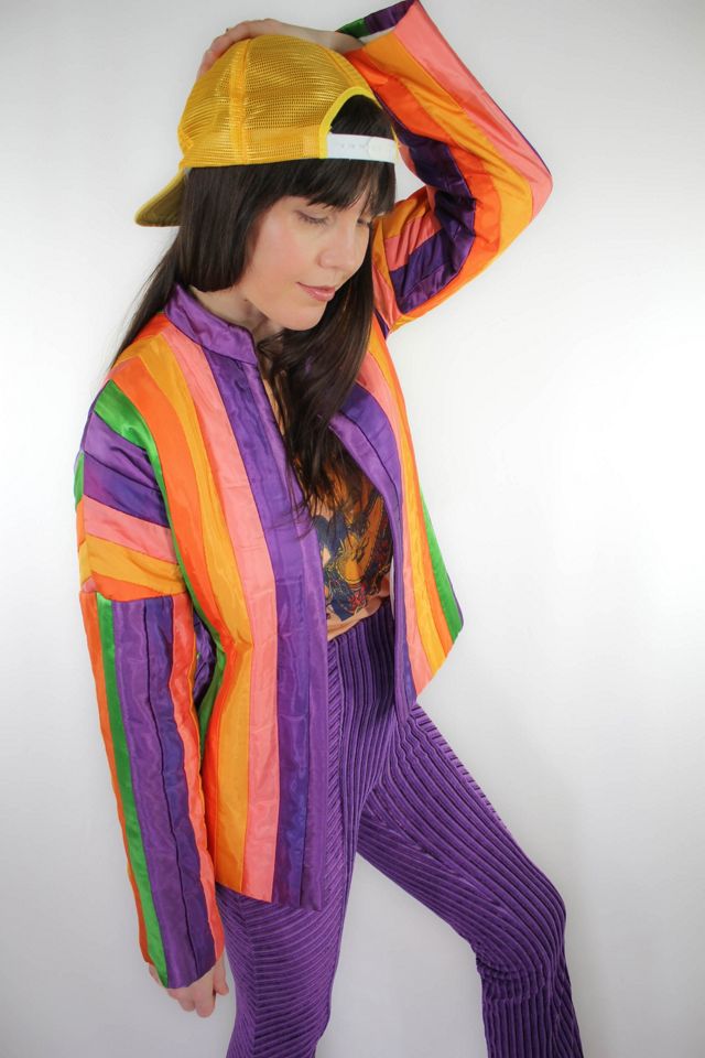 1960s Rainbow Striped Handmade Satin Vintage Jacket Selected By Moons + Junes Vintage #1