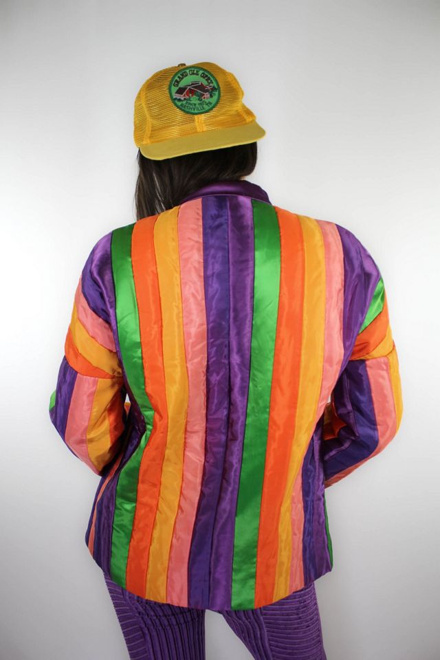 1960s Rainbow Striped Handmade Satin Vintage Jacket Selected By Moons + Junes Vintage #2