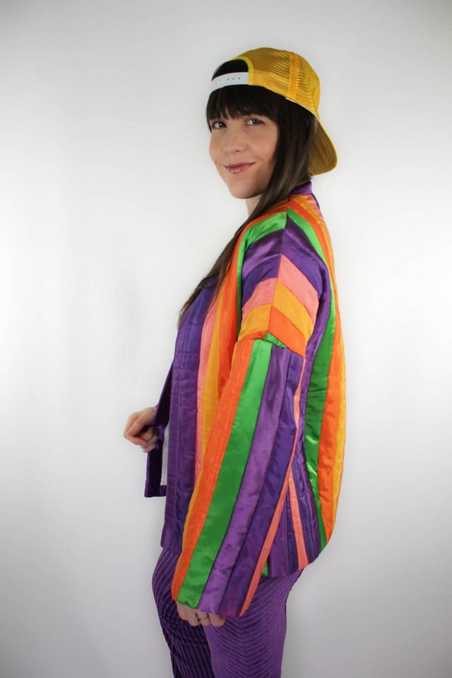 1960s Rainbow Striped Handmade Satin Vintage Jacket Selected By Moons + Junes Vintage #3
