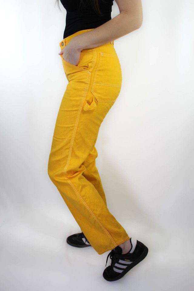 1950s Deadstock Duck Head Yellow Denim Carpenter Pants Selected By Moons + Junes Vintage #1
