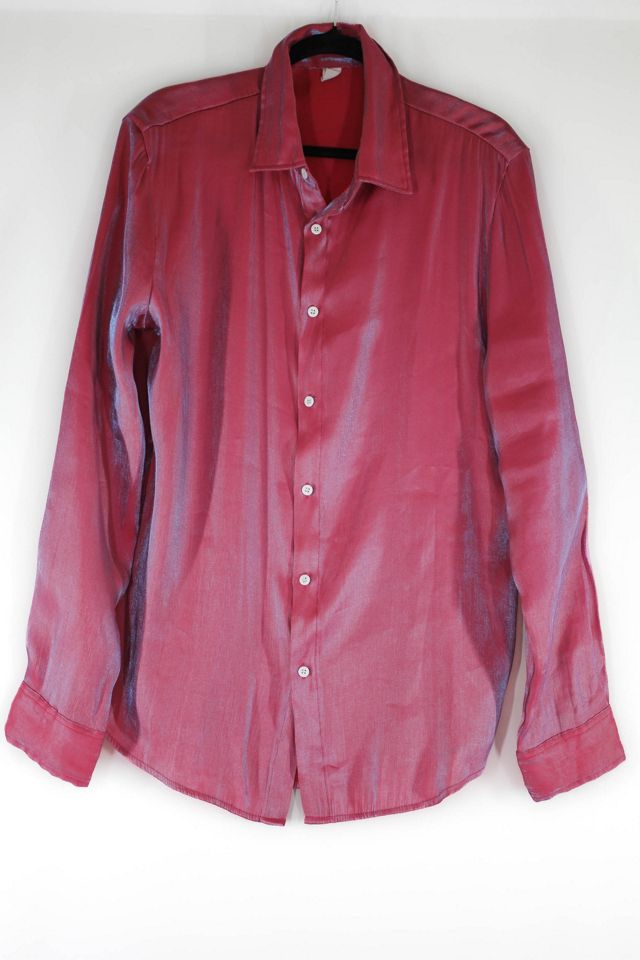 1990s Pink Iridescent Button Down Blouse Selected By Moons + Junes Vintage #3