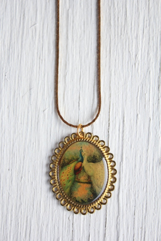 Vintage Victorian Peacock Pendant Necklace Selected By Moons + Junes Vintage