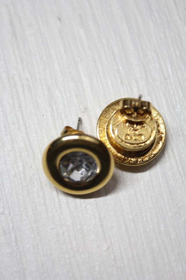 Vintage Crystal Rhinestone Gold Stud Earrings Selected By Moons + Junes Vintage #2