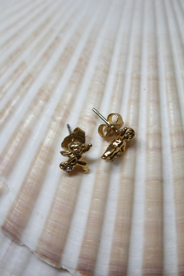 Vintage Cupid Gold Stud Earrings Selected By Moons + Junes Vintage #3