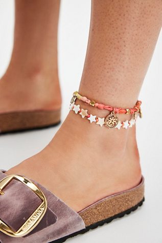 Venus Star Anklet by Free People in Red