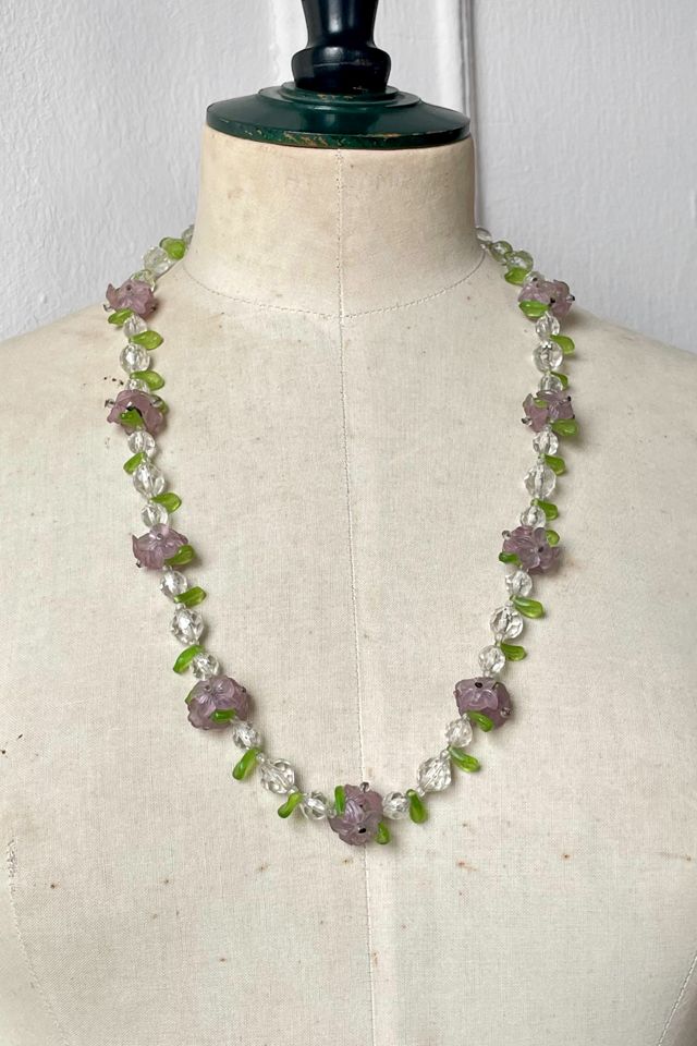 60s Mid-Century Lavender Flower Foliage Necklace Selected by MARMALADE #2