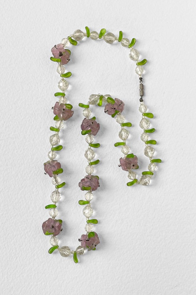 60s Mid-Century Lavender Flower Foliage Necklace Selected by MARMALADE #3