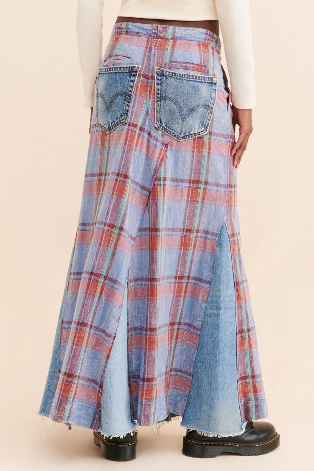 Re_Nuuly x Tricia Fix Plaid Denim Skirt #1