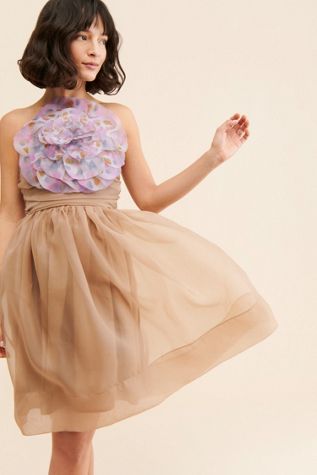 Cynthia Rowley Organza Strapless Flower Dress