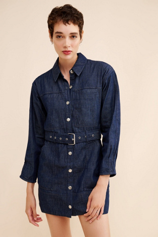 knee length dresses for ladies Free People Atlas Denim Mini Dress