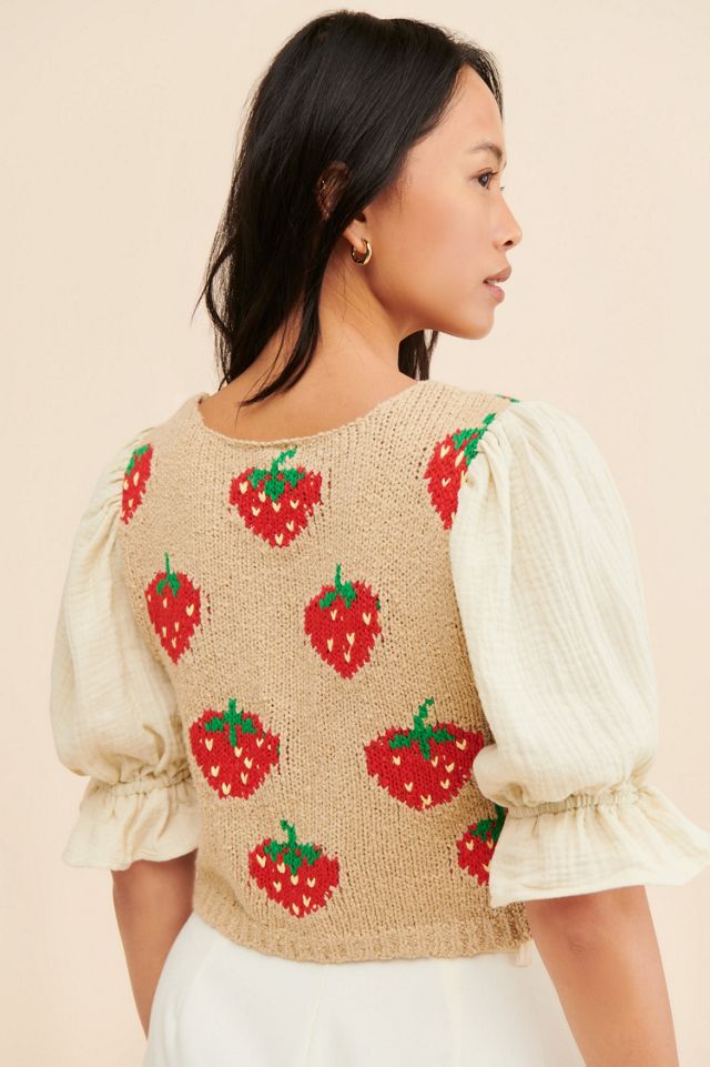 Strawberry Jam Mixed Media Top #1