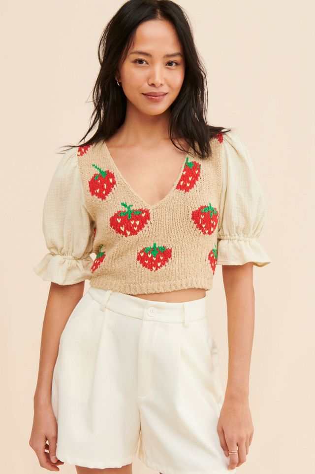 Strawberry Jam Mixed Media Top #2