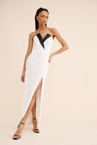 Liv Foster Strapless Crepe Column Gown