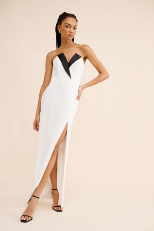 Liv Foster Strapless Crepe Column Gown