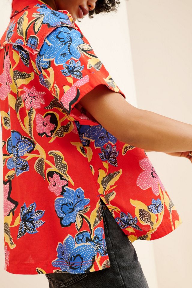 Tropics Palm Linen Top #2