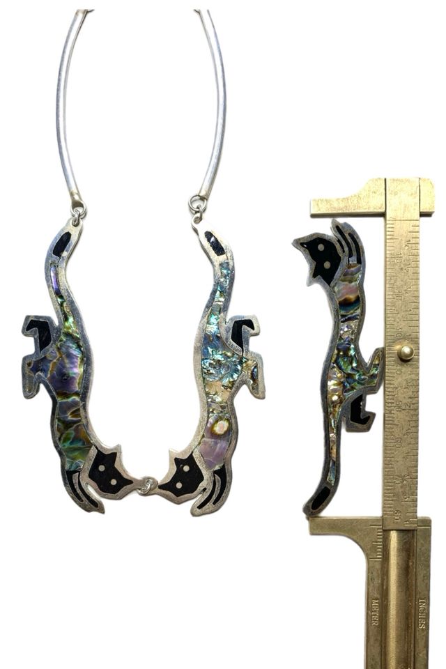 Vintage Abalone Big Cat Necklace + Brooch Set Selected by Lux Revival #3