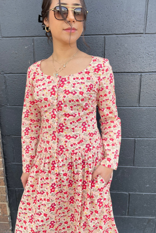 1970s Vintage Cacharel  Floral Dress Selected by FernMercantile