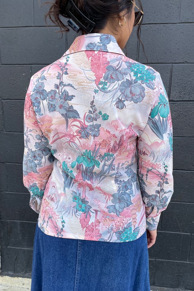 Vintage 1970's Dagger Collar Floral Scene Blouse Selected by FernMercantile #2