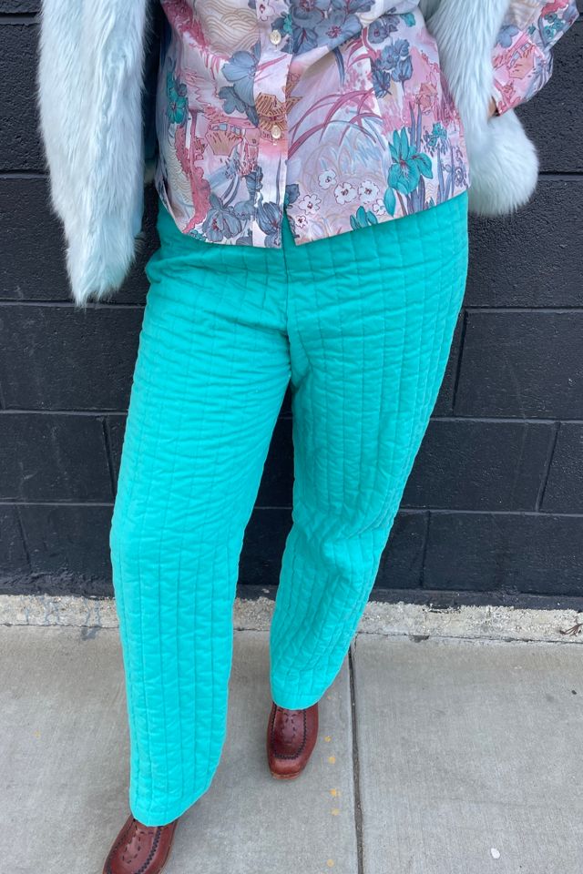 Vintage Turquoise Quilted Pants Selected by FernMercantile #1