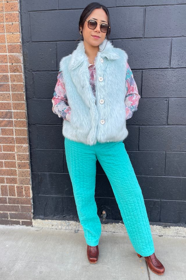 Vintage Turquoise Quilted Pants Selected by FernMercantile #3