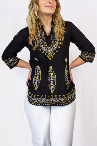 Vintage Black and Gold Embroidered Blouse Selected by Black Shag Vintage
