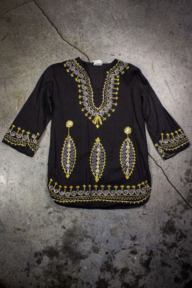 Vintage Black and Gold Embroidered Blouse Selected by Black Shag Vintage #2