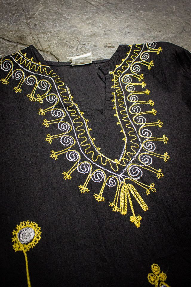 Vintage Black and Gold Embroidered Blouse Selected by Black Shag Vintage #3