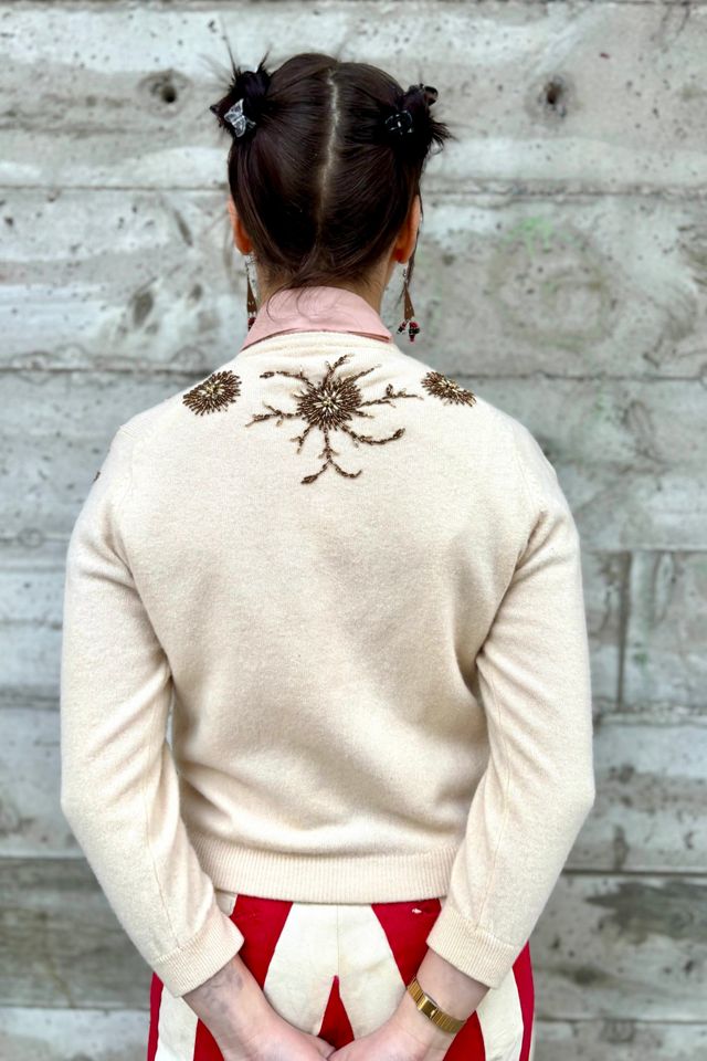 Vintage 1950- 60s Embroidered Sequin Cashmere Cardigan Selected by Nomad Vintage #1