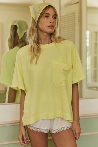 Staycation Sleep Tee by Intimately at Free People in Yellow, Size: XS