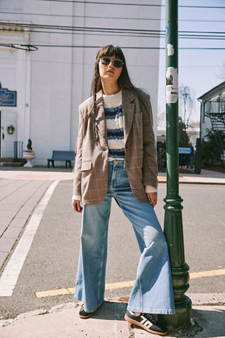 Paper Cut Pinstripe Blazer Jacket at Free People in Chocolate Combo, Size: Medium