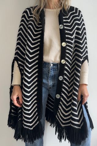 Vintage Hand Made Striped Long Cape Selected by KA.TL.AK