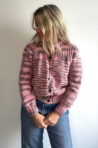 Vintage Hand Knit Pink Hues Cardigan Sweater Selected by KA.TL.AK