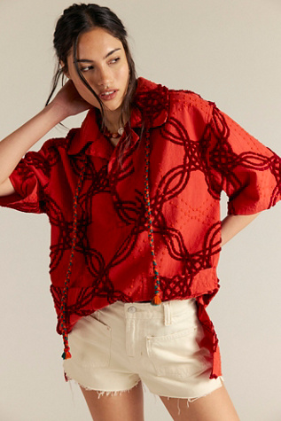 We The Free Malta Terry Top at Free People in Red Combo, Size: XS