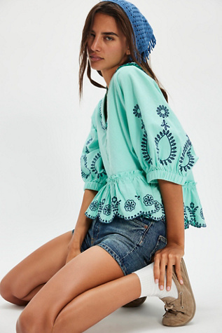 Arcadia Blouse at Free People in Yucca Combo, Size: Large