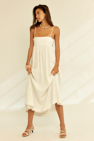 Halo Babydoll Midi Dress by free-est at Free People in White, Size: XL